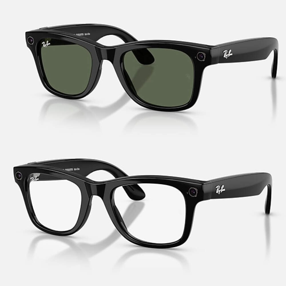 RayBan WayFarer Gen2 Shiny Black (RW4012), S50 (M), Transitions Graphite Green Lenses