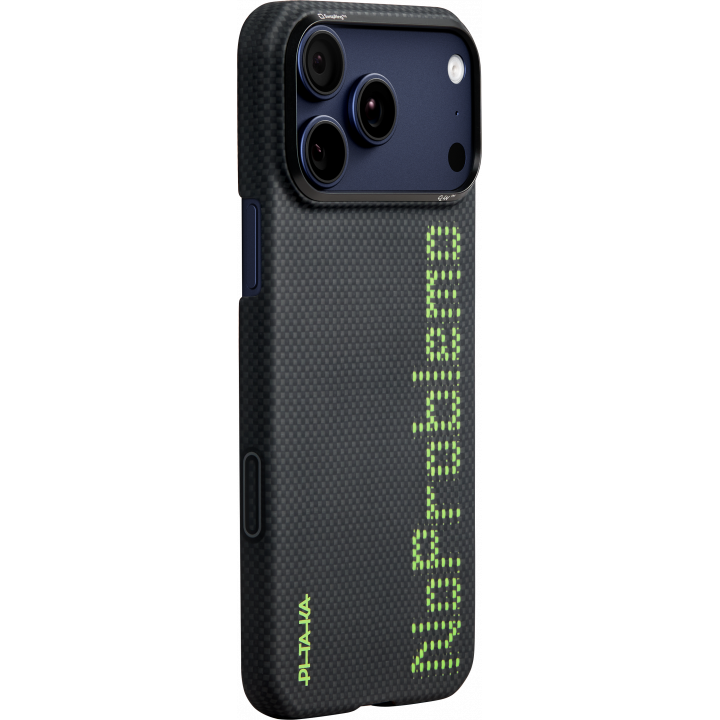 Ultra-Slim Case Pitaka 17 Pro Max, PitaTap, NoProblemo (Lumintex Edition) Black-Green