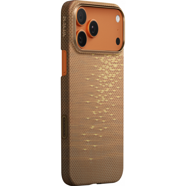Ultra-Slim Case Pitaka 17 Pro Max, PitaTap, Golden Glint (Gold)